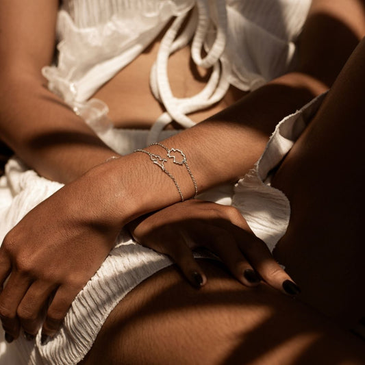 Netherlands Germany silver map bracelet stack expat memories