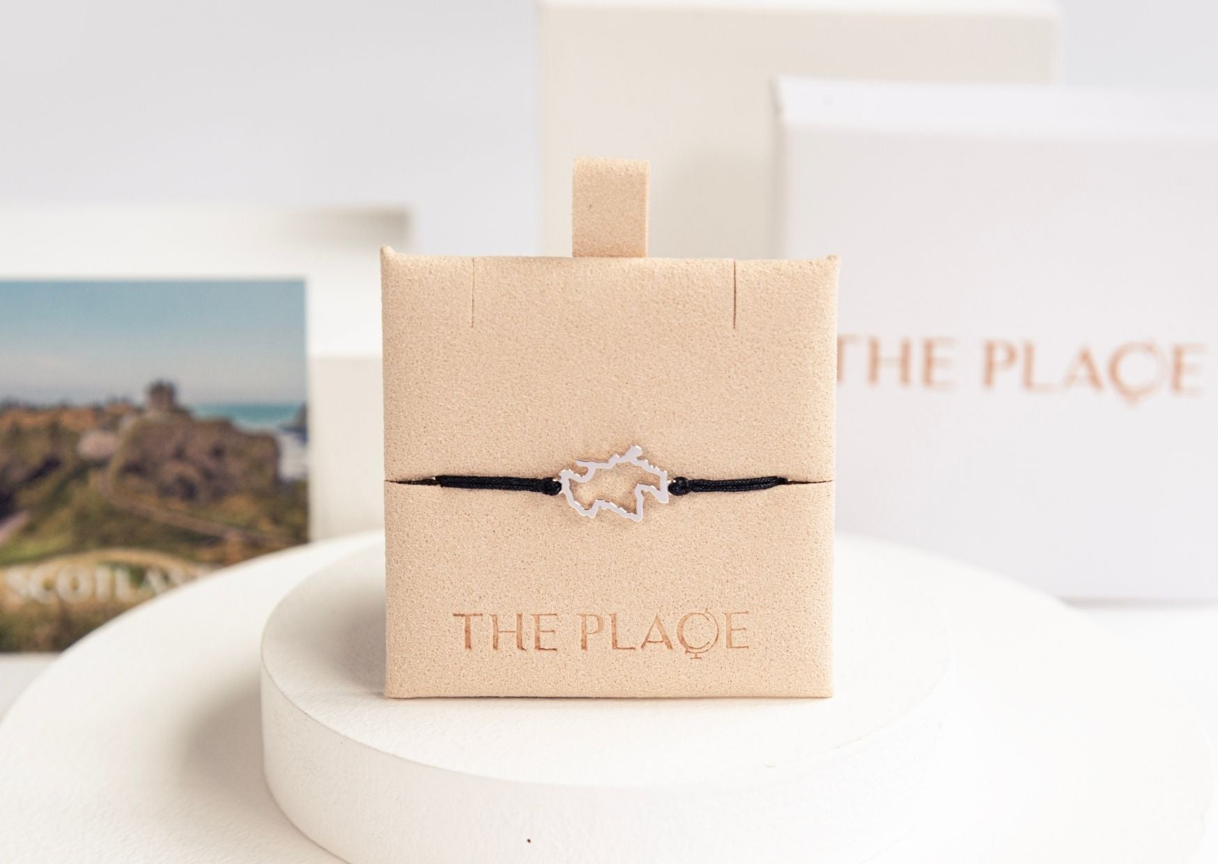 Scotland map bracelet in silver on cord