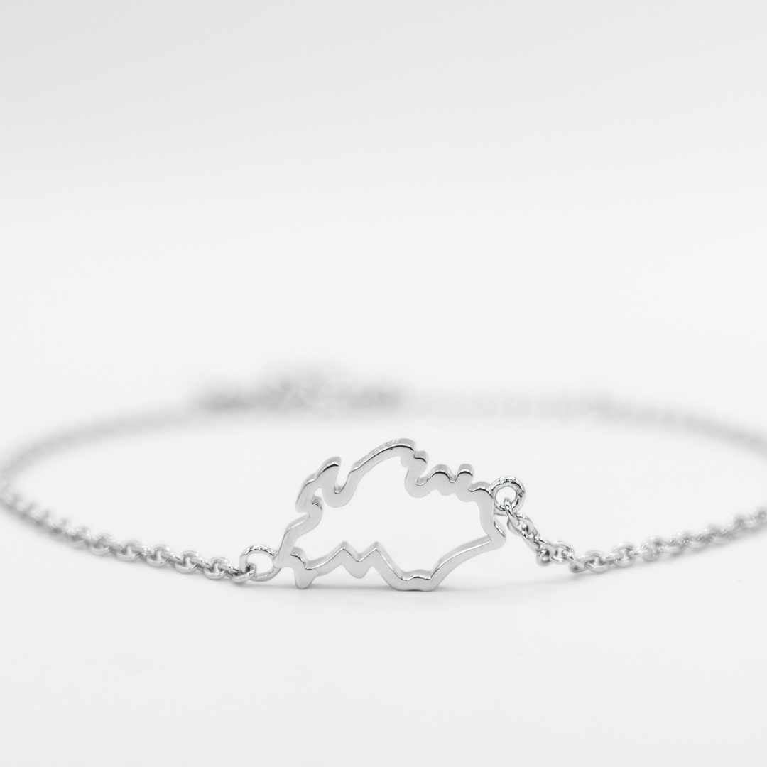 Singapore map silver bracelet