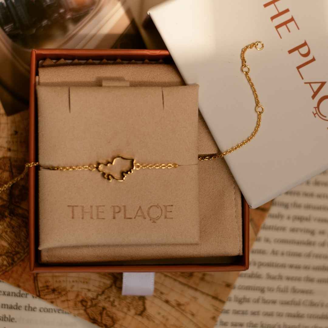 The Place Singapore map bracelet in gold - in the box