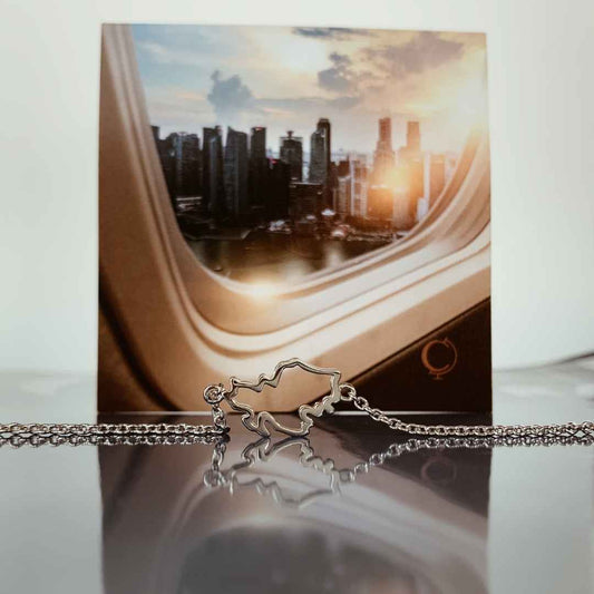Silver Singapore map bracelet