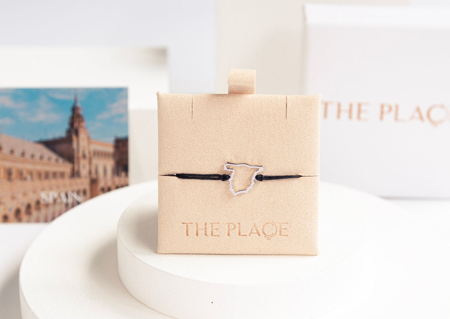 Spain map bracelet silver on cord