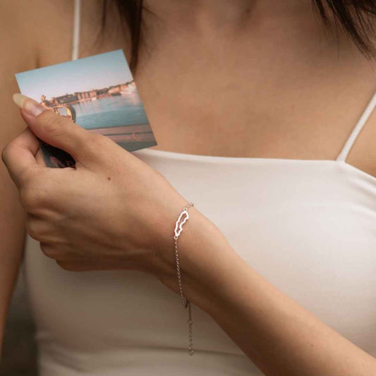 Sweden silver map bracelet