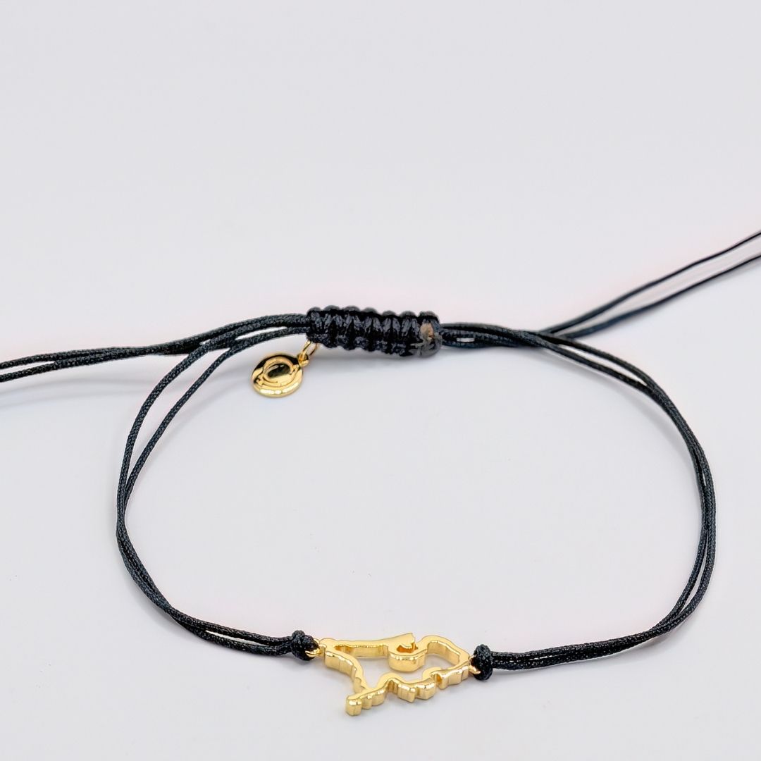 The Netherlands Map Bracelet 18K Gold Vermeil On Cord