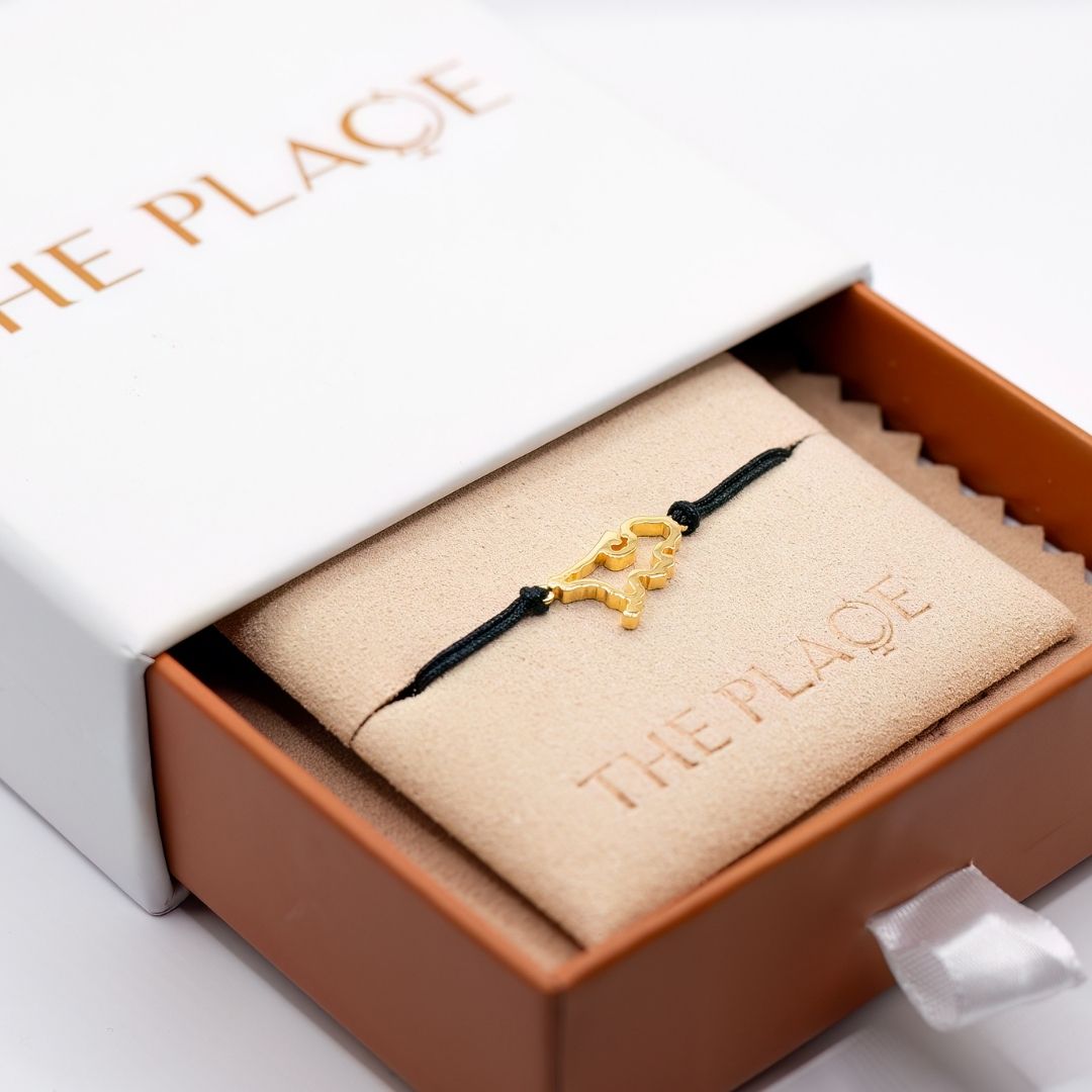 The Netherlands Map Bracelet 18K Gold Vermeil On Cord