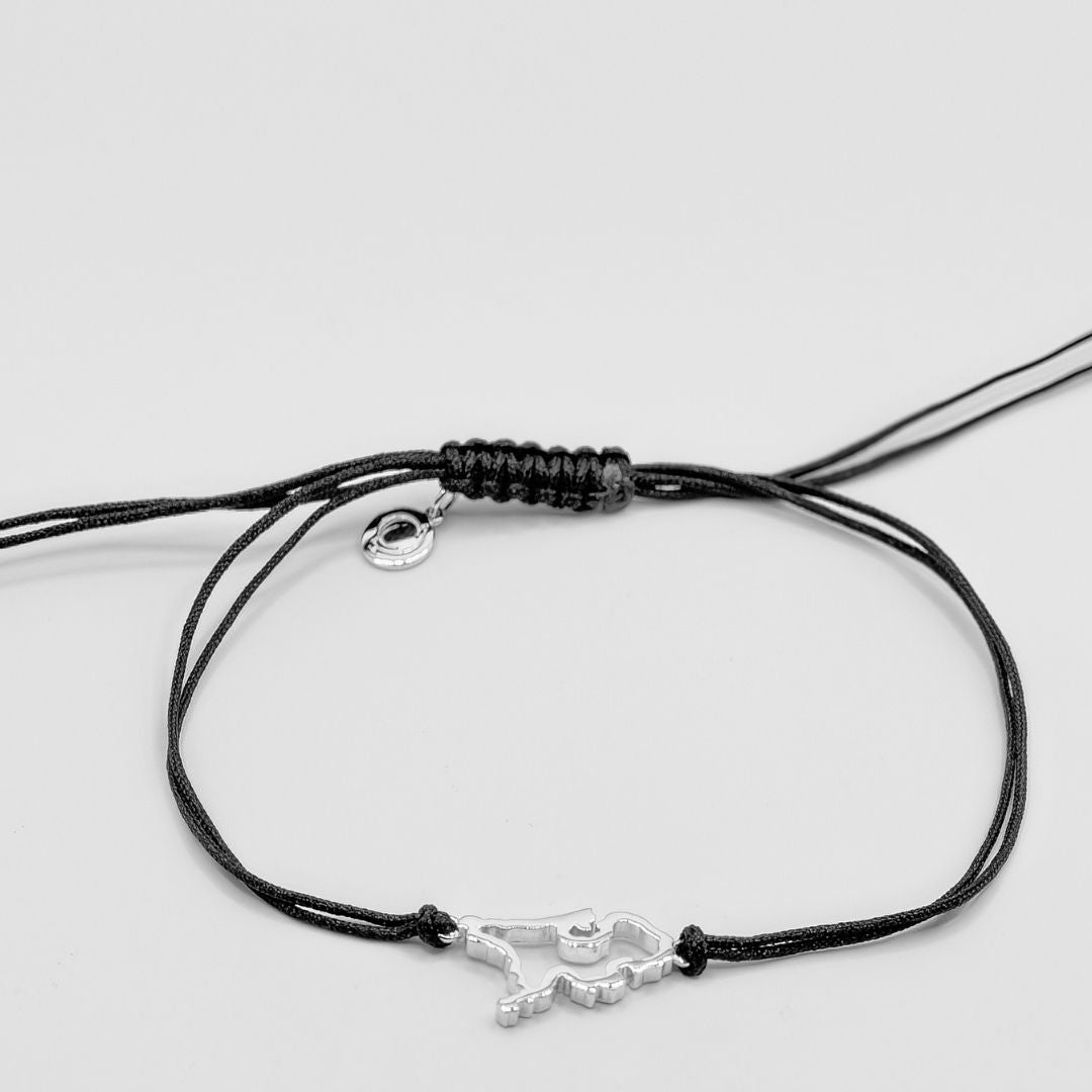 The Netherlands Map Bracelet Sterling Silver On Cord