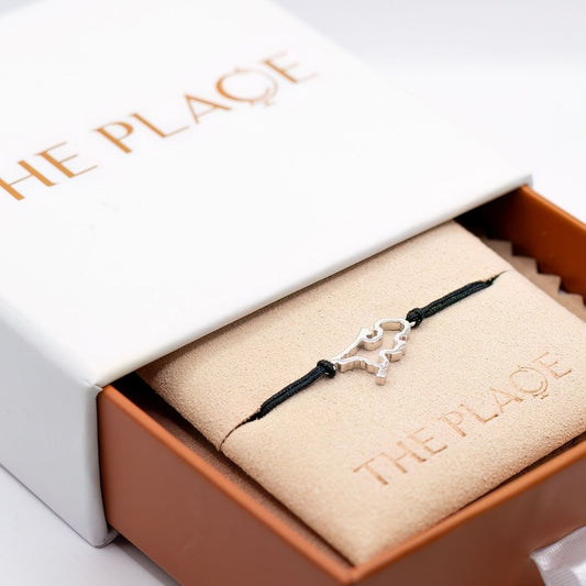 The Netherlands Map Bracelet Sterling Silver On Cord