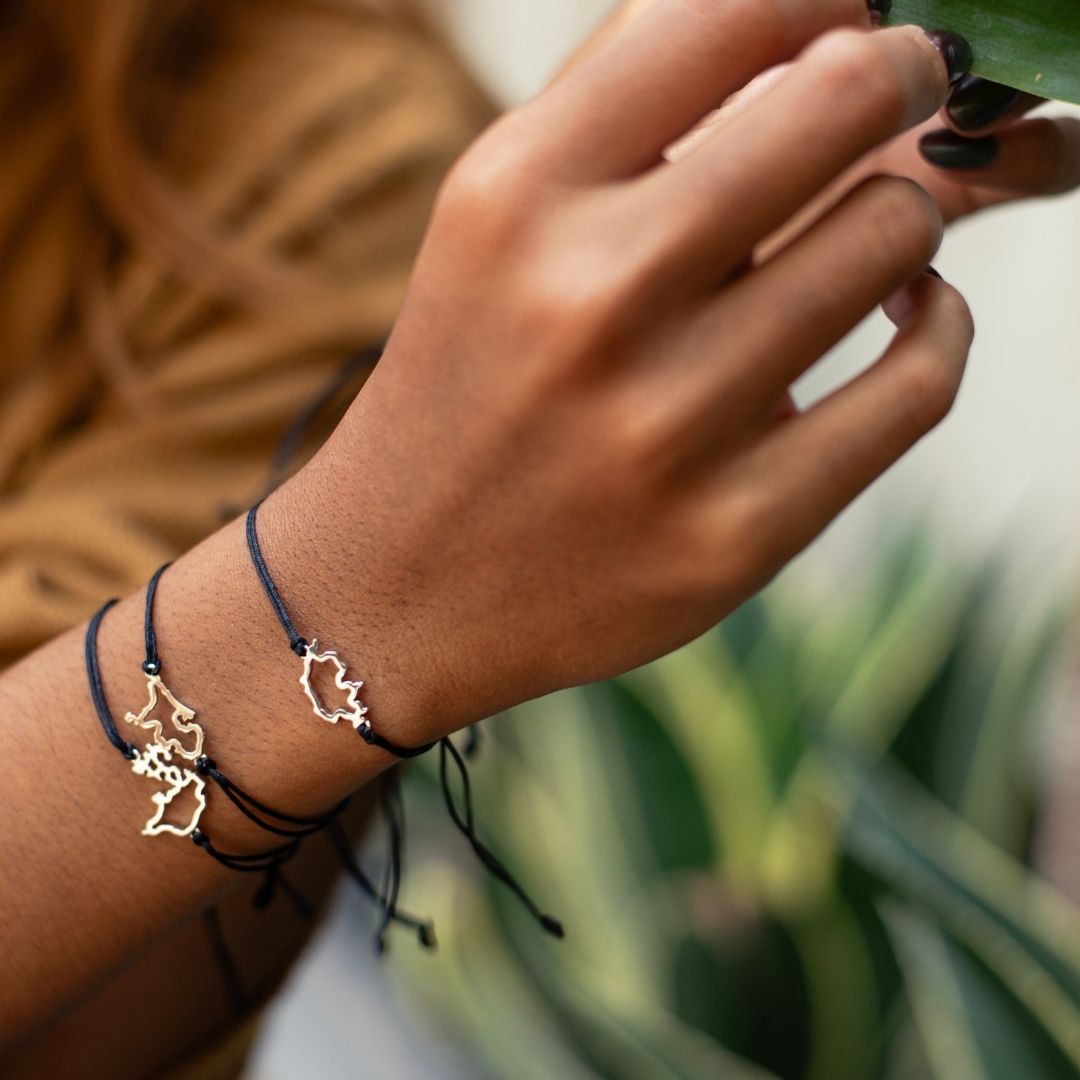 The Netherlands Map Bracelet Sterling Silver On Cord