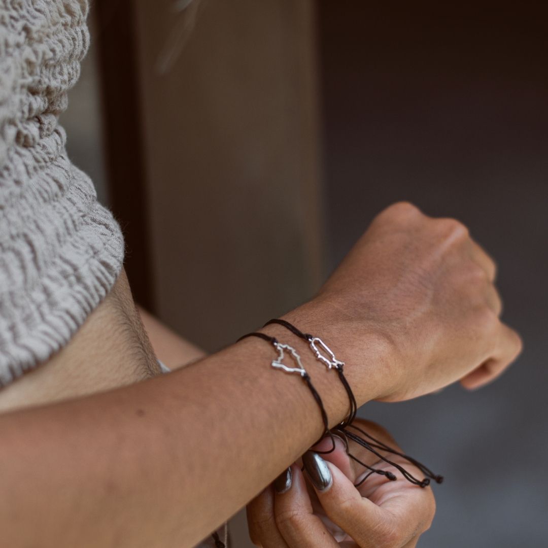 United States of America Map Bracelet Sterling Silver On Cord