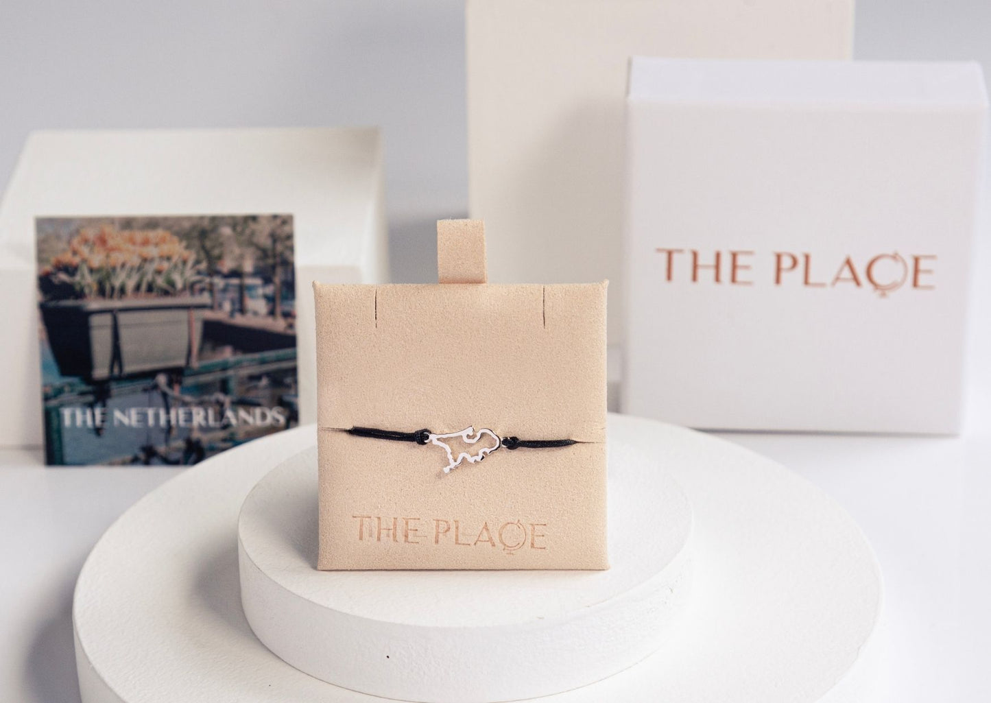 Netherlands cord silver map bracelet