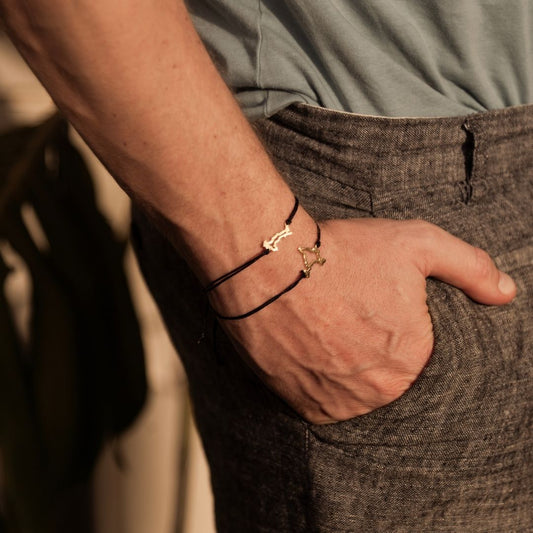 India Map Bracelet 18K Gold Vermeil On Cord