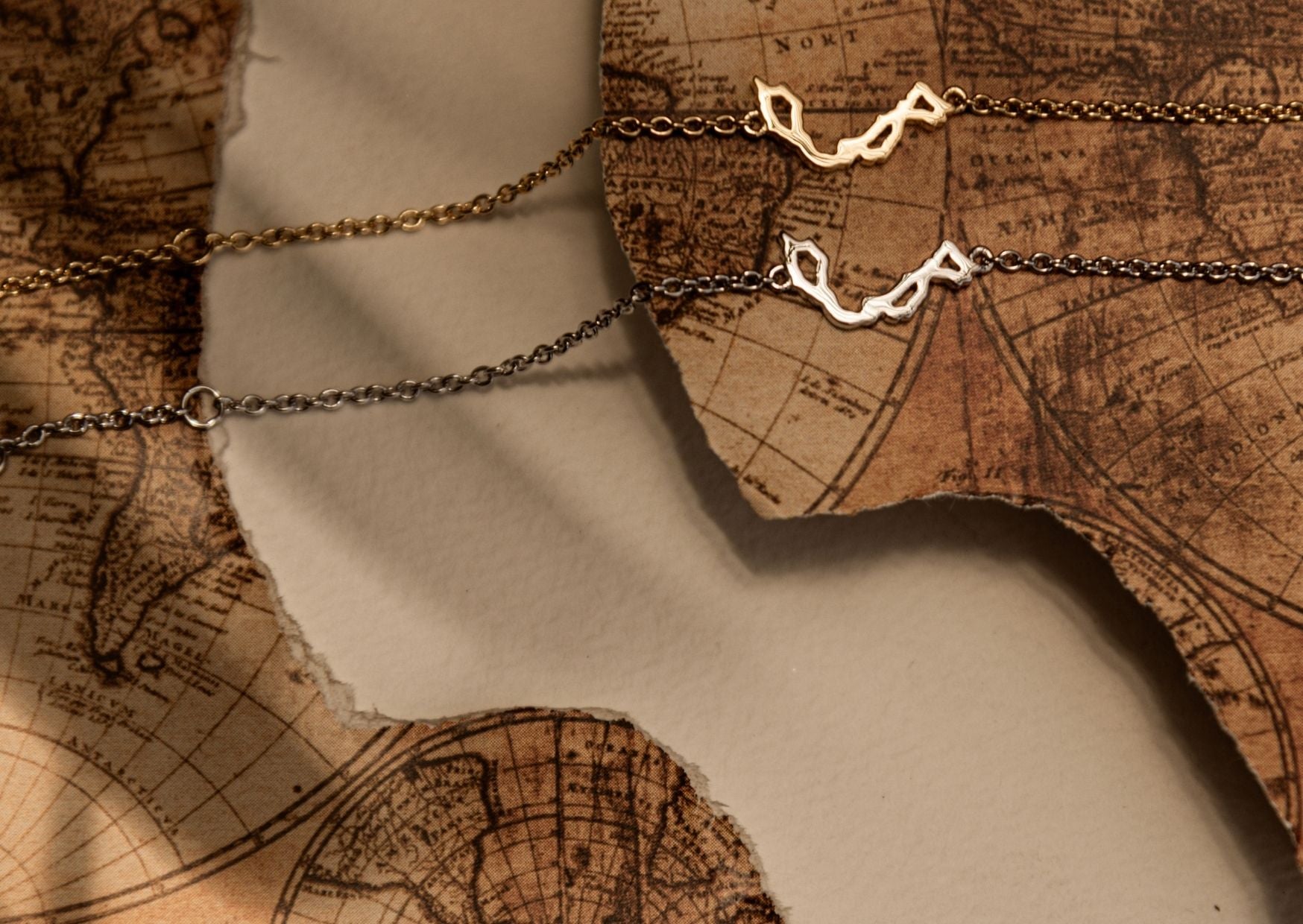 Malaysia map bracelet silver and gold