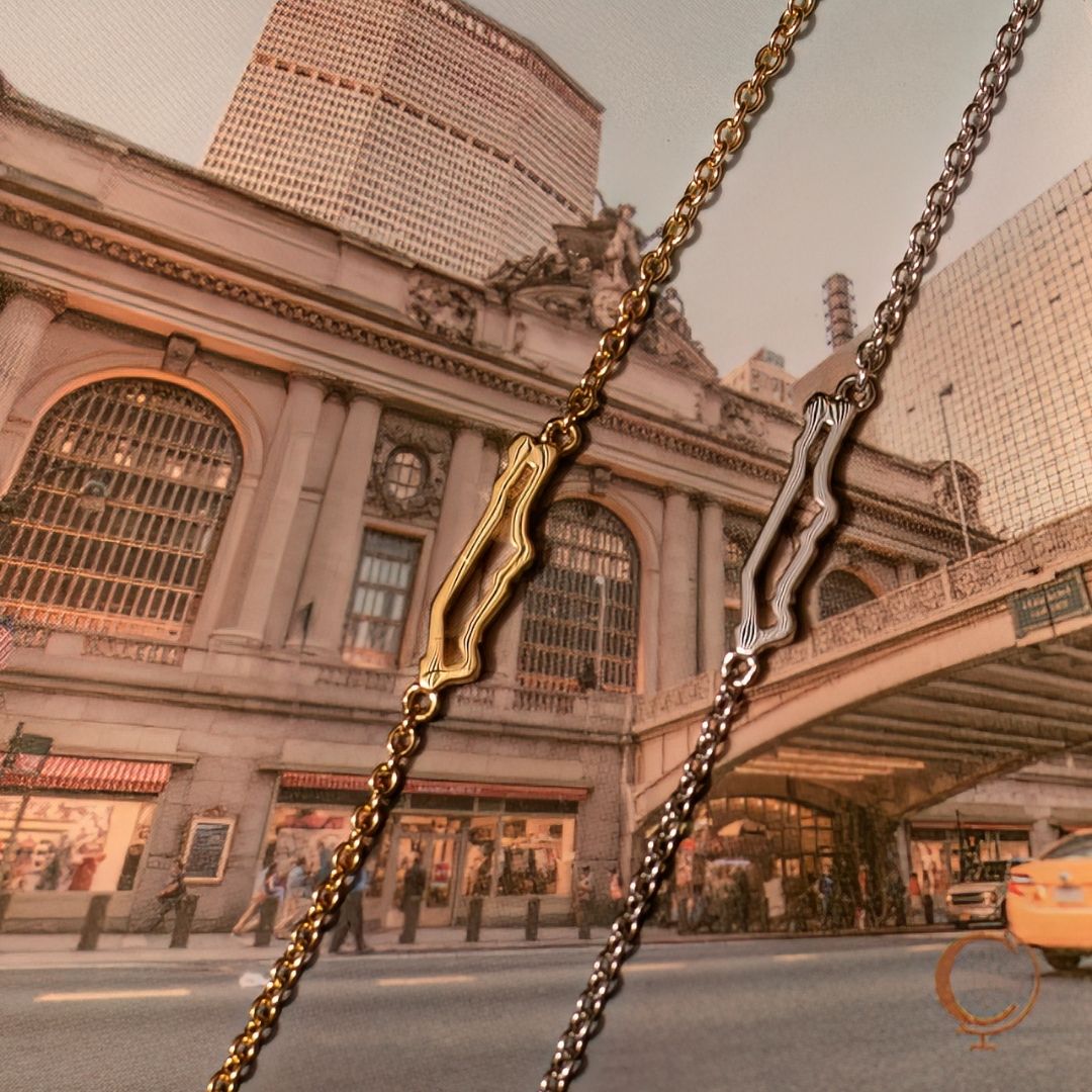Manhattan New York NYC map bracelet gold and silver