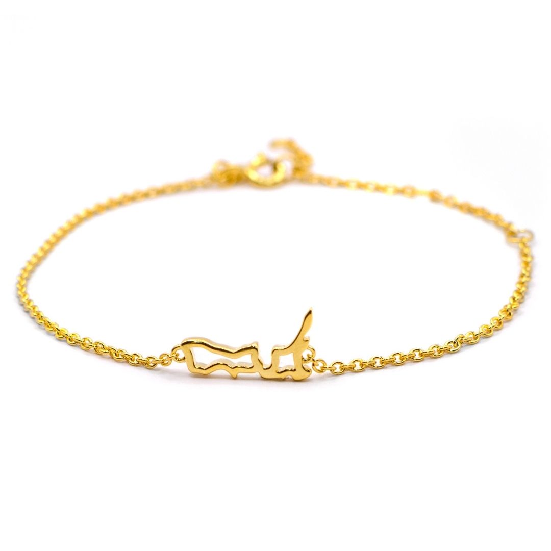 New Zealand Map Bracelet 18K Gold Vermeil