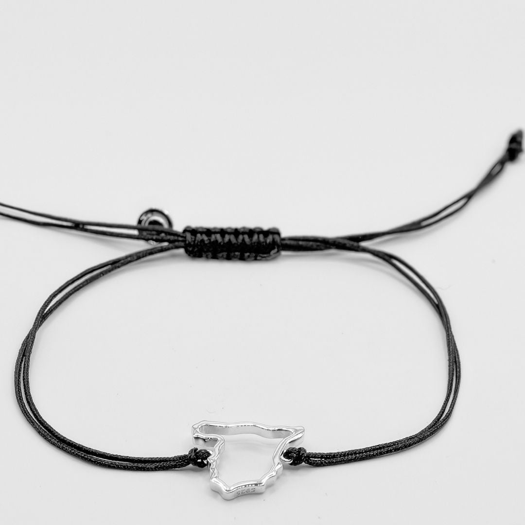 Spain Map Bracelet Sterling Silver On Cord