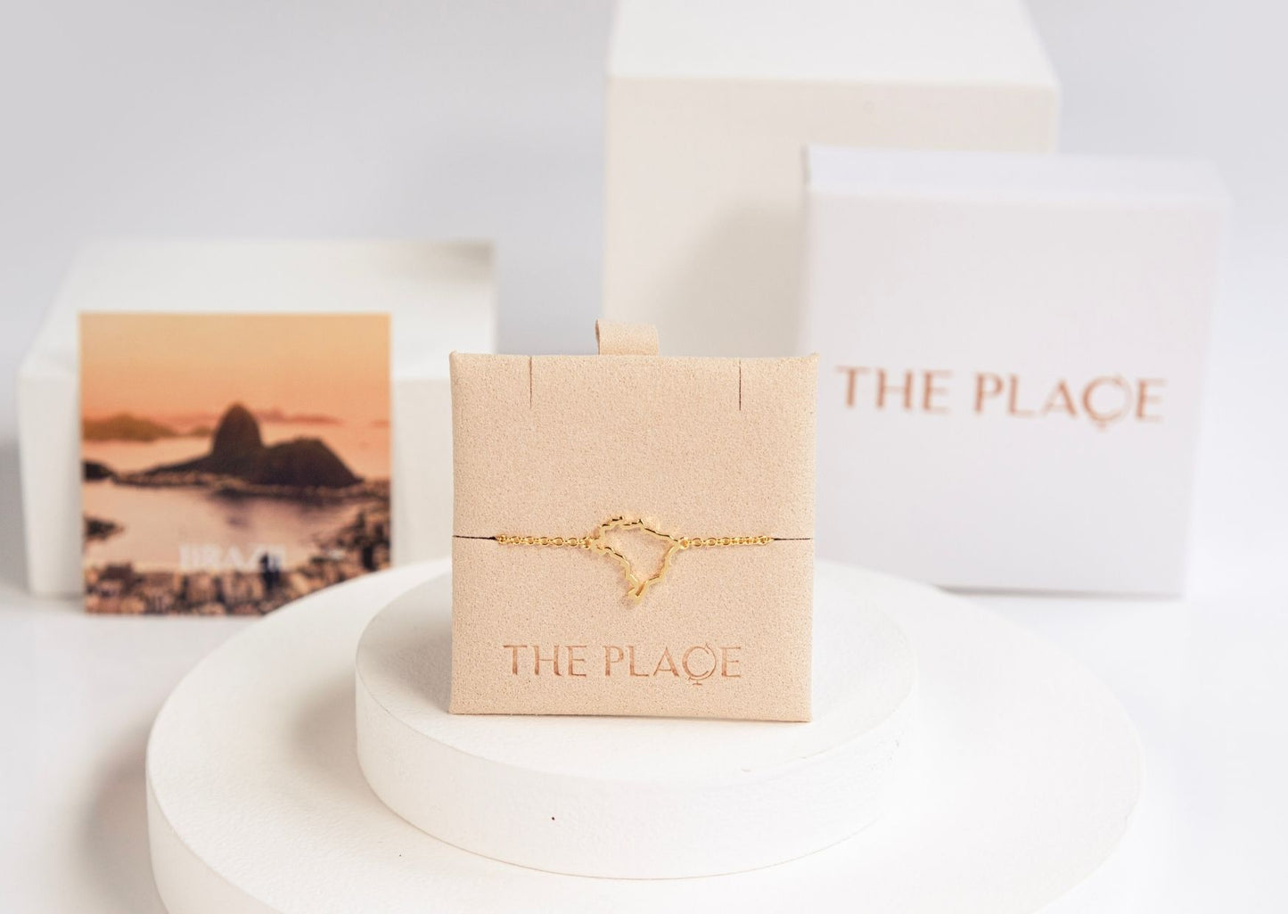 Brazil map bracelet on gold chain