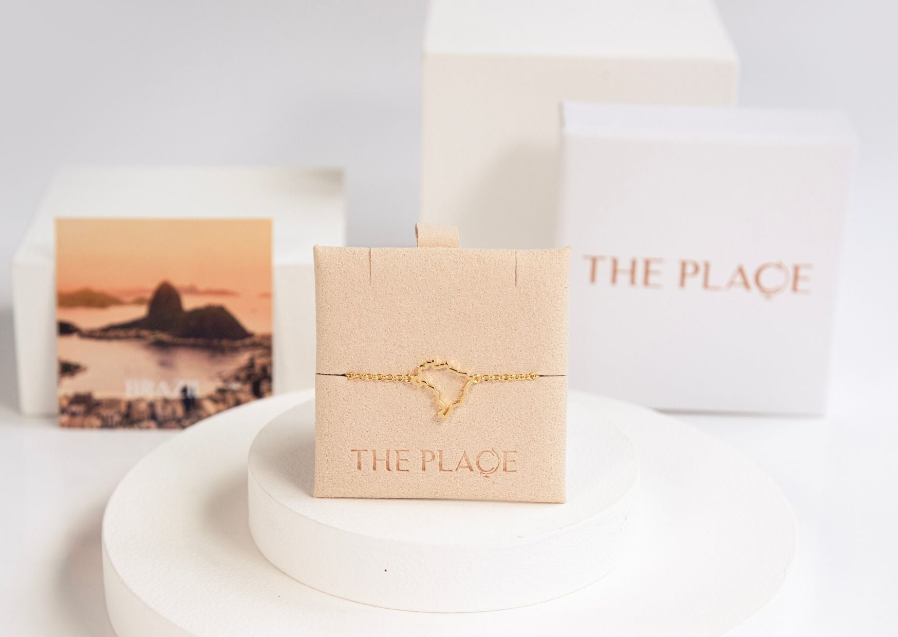 Brazil map bracelet on gold chain