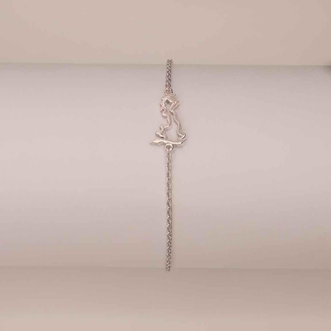 UK GB map bracelet silver